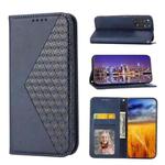 For Xiaomi Redmi Note 11T Pro Cubic Grid Calf Texture Magnetic Closure Leather Phone Case(Blue)
