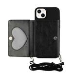 For iPhone 14 Crossbody Lanyard Wallet Card Bag Phone Case(Black)