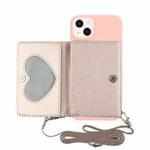 For iPhone 14 Plus Crossbody Lanyard Wallet Card Bag Phone Case(Pink)