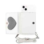 For iPhone 14 Plus Crossbody Lanyard Wallet Card Bag Phone Case(White)