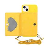 For iPhone 14 Plus Crossbody Lanyard Wallet Card Bag Phone Case(Yellow)