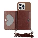 For iPhone 14 Pro Max Crossbody Lanyard Wallet Card Bag Phone Case(Coffee)