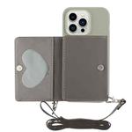 For iPhone 14 Pro Max Crossbody Lanyard Wallet Card Bag Phone Case(Grey)