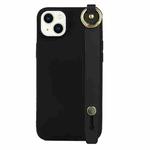 For iPhone 14 Wrist Strap Holder TPU Phone Case(Black)