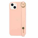 For iPhone 14 Wrist Strap Holder TPU Phone Case(Light Pink)