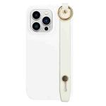 For iPhone 14 Pro Wrist Strap Holder TPU Phone Case(White)