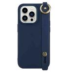 For iPhone 14 Pro Wrist Strap Holder TPU Phone Case(Royal Blue)
