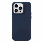 For iPhone 14 Pro Solid Color Frosted Silicone Phone Case(Navy Blue)