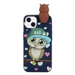 For iPhone 14 Shockproof Cartoon TPU Phone Case(Blue Owl)