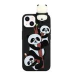 For iPhone 14 Plus Shockproof Cartoon TPU Phone Case(Three Pandas)