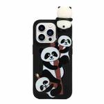 For iPhone 14 Pro Shockproof Cartoon TPU Phone Case(Three Pandas)
