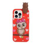 For iPhone 14 Pro Shockproof Cartoon TPU Phone Case(Red Owl)