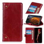 For Motorola Moto E22 4G/E22i Copper Buckle Nappa Texture Leather Phone Case(Wine Red)