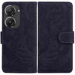 For Asus Zenfone 9 Tiger Embossing Pattern Flip Leather Phone Case(Black)