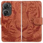 For Asus Zenfone 9 Tiger Embossing Pattern Flip Leather Phone Case(Brown)