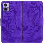For Motorola Edge 30 Neo / Edge 30 Lite Tiger Embossing Pattern Flip Leather Phone Case(Purple)
