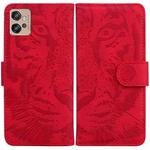 For Motorola Moto G32 Tiger Embossing Pattern Flip Leather Phone Case(Red)