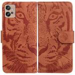 For Motorola Moto G32 Tiger Embossing Pattern Flip Leather Phone Case(Brown)