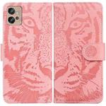 For Motorola Moto G32 Tiger Embossing Pattern Flip Leather Phone Case(Pink)