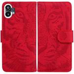For Nothing Phone 1 Tiger Embossing Pattern Flip Leather Phone Case(Red)