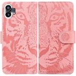 For Nothing Phone 1 Tiger Embossing Pattern Flip Leather Phone Case(Pink)
