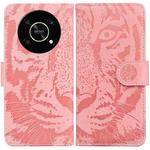 For Honor X9 / X9 5G Tiger Embossing Pattern Flip Leather Phone Case(Pink)