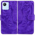 For Realme C30 Tiger Embossing Pattern Flip Leather Phone Case(Purple)
