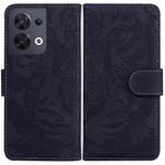 For OPPO Reno8 Tiger Embossing Pattern Flip Leather Phone Case(Black)