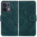 For OPPO Reno8 Tiger Embossing Pattern Flip Leather Phone Case(Green)