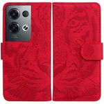 For OPPO Reno8 Pro Tiger Embossing Pattern Flip Leather Phone Case(Red)