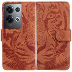 For OPPO Reno8 Pro Tiger Embossing Pattern Flip Leather Phone Case(Brown)