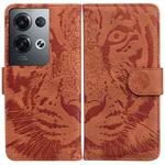 For OPPO Reno8 Pro+ Tiger Embossing Pattern Flip Leather Phone Case(Brown)