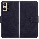 For OPPO Reno7 4G Tiger Embossing Pattern Flip Leather Phone Case(Black)