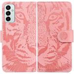 For Samsung Galaxy M13 4G Tiger Embossing Pattern Flip Leather Phone Case(Pink)