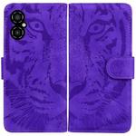 For Xiaomi Poco M4 5G Tiger Embossing Pattern Flip Leather Phone Case(Purple)