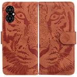 For Xiaomi Poco M4 5G Tiger Embossing Pattern Flip Leather Phone Case(Brown)