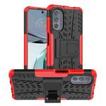 For Motorola Moto G62 5G Tire Texture TPU + PC Phone Case with Holder(Red)