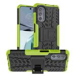 For Motorola Moto G62 5G Tire Texture TPU + PC Phone Case with Holder(Green)