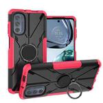 For Motorola Moto G62 5G Armor Bear Shockproof PC + TPU Phone Case with Ring(Rose Red)