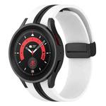 For Samsung Galaxy Watch5 Pro Two-color Stripe Silicone Watch Band(White Black)