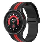 For Samsung Galaxy Watch5 Pro Two-color Stripe Silicone Watch Band(Black Red)