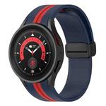 For Samsung Galaxy Watch5 Pro Two-color Stripe Silicone Watch Band(Midnight Blue Red)