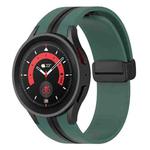 For Samsung Galaxy Watch5 Pro Two-color Stripe Silicone Watch Band(Olive Green Black)