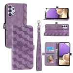 For Samsung Galaxy A32 4G Spider Printed Leather Phone Case(Purple)