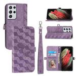 For Samsung Galaxy S21 Ultra Spider Printed Leather Phone Case(Purple)