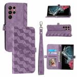 For Samsung Galaxy S22 Ultra Spider Printed Leather Phone Case(Purple)