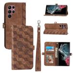For Samsung Galaxy S22 Ultra Spider Printed Leather Phone Case(Brown)