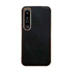 For Sony Xperia 1 IV Genuine Leather Luolai Series Nano Plating Phone Case(Black)