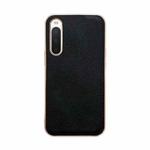 For Sony Xperia 10 IV Genuine Leather Luolai Series Nano Plating Phone Case(Black)