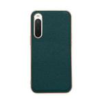 For Sony Xperia 10 IV Genuine Leather Luolai Series Nano Plating Phone Case(Dark Green)